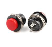 Interruptor pulsador momentáneo SPST NO, tapa redonda roja, 16 mm, R13-507, 5 unidades(Red,20PCS)