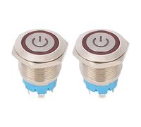 Interruptor Pulsador Redondo 19mm, 2 Piezas, Carcasa de Acero Inoxidable, IP65, 12-24VDC - Resistente al Agua, Variedad de Colores, Fácil Instalación (Día)