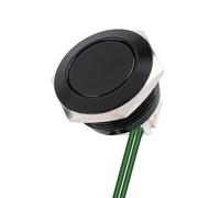 Interruptor pulsador redondo de 16 mm con 2 cables, pin 1NO, sin LED, 1 unidad(Black-Flat)