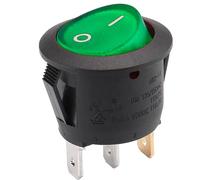 Interruptor Redondo Basculante De 3 Vias ON/OFF 6A interruptor auxiliar - controlador eléctrico vehículo - interruptor para botoneras - interruptor con testigo luminoso - Luz verde