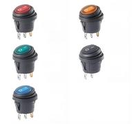 Interruptor redondo SPST interruptor basculante de 3 pines 6A 10A 250V 125V AC LED(Black,5PCS,220V)