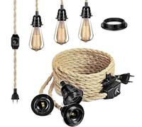 Interruptor regulable con cable textil industrial moderno juego de lámparas de araña con 6,8 M de largo casquillo E27 para dormitorio accesorios de iluminación doméstica 3 portalámparas sin bombilla