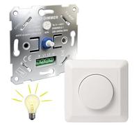 Interruptor Regulador de Luz LED, Regulador LED 5-400 Watt, Incluye Placa Frontal Blanca, Universal, Interruptor Regulador LED