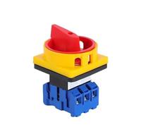 Interruptor seccionador 40A 3 fases conmutador rotativo de leva YMD11-40A | ON/OFF Parada emergencia 3 fases 40A 660V 6 bornes tornillo Manija roja amarilla azul Placa para bomba clima