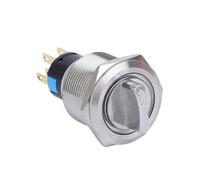 Interruptor selector giratorio metálico iluminado, autoblocante, momentáneo, de 19 mm, 2/3 posiciones, sin LED, 5 unidades(Yellow LED,SELF-LOCKING_100-240V)