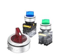 Interruptor selector LED de 30 mm, 1NO/2NO/1NO1NC, 2/3 posiciones, autoblocante, momentáneo, giratorio, encendido y apagado, con luz, 12 V, 24 V, 220 V, 10 A.(Blue Light,1NO_3 POSITION MOMENTARY_12 V)