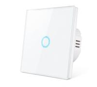 Interruptor táctil 1 pandilla 1 vía de cristal interruptor de pared | Interruptor de pantalla blanca luz,Interruptor táctil con sensor táctil panel de vidrio cristal-No hay cable neutro Wifi