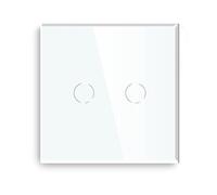 Interruptor Táctil De 1/2/3 Vías, Doble Luz, Triple Sensor, Panel Vidrio Estándar, Fondo Azul, Serie Blanca(2Gang Switch)