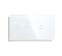 Interruptor Táctil De 1/2/3 Vías, Doble Luz, Triple Sensor, Panel Vidrio Estándar, Fondo Azul, Serie Blanca(2G 1G Switch)