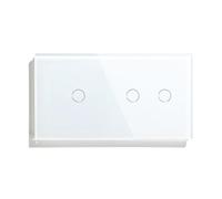 Interruptor Táctil De 1/2/3 Vías, Doble Luz, Triple Sensor, Panel Vidrio Estándar, Fondo Azul, Serie Blanca(1G 2G Switch)
