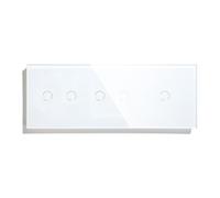 Interruptor Táctil De 1/2/3 Vías, Doble Luz, Triple Sensor, Panel Vidrio Estándar, Fondo Azul, Serie Blanca(2G 2G 1G Switch)