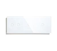 Interruptor Táctil De 1/2/3 Vías, Doble Luz, Triple Sensor, Panel Vidrio Estándar, Fondo Azul, Serie Blanca(2G 1G 1G Switch)