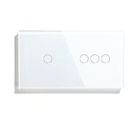 Interruptor Táctil De 1/2/3 Vías, Doble Luz, Triple Sensor, Panel Vidrio Estándar, Fondo Azul, Serie Blanca(1G 3G Switch)