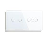 Interruptor Táctil De 1/2/3 Vías, Doble Luz, Triple Sensor, Panel Vidrio Estándar, Fondo Azul, Serie Blanca(2G 3G Switch)