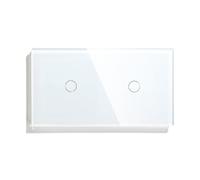 Interruptor Táctil De 1/2/3 Vías, Doble Luz, Triple Sensor, Panel Vidrio Estándar, Fondo Azul, Serie Blanca(1G 1G Switch)