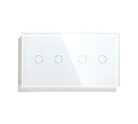 Interruptor Táctil De 1/2/3 Vías, Doble Luz, Triple Sensor, Panel Vidrio Estándar, Fondo Azul, Serie Blanca(2G 2G Switch)