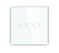 Interruptor Táctil De 1/2/3 Vías, Doble Luz, Triple Sensor, Panel Vidrio Estándar, Fondo Azul, Serie Blanca(3Gang Switch)