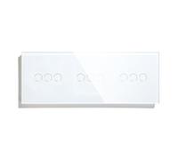 Interruptor Táctil De 1/2/3 Vías, Doble Luz, Triple Sensor, Panel Vidrio Estándar, Fondo Azul, Serie Blanca(3G 3G 3G Switch)