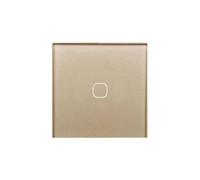Interruptor Táctil de 1 Vía y 1 Gang Estándar de la UE/Reino Unido, Panel de Cristal, Solo Función Táctil de Luz en la Pared, Dorado