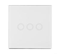 Interruptor táctil de 3 bandas fácil de usar para iluminación LED e incandescente a prueba de fuego, vidrio manipulado, 110 240 V AC Funcionamiento (blanco)