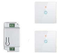 Interruptor táctil de control remoto inalámbrico RF433, con panel de vidrio templado, interruptor de luz de pared inteligente alimentado por pilas (B)