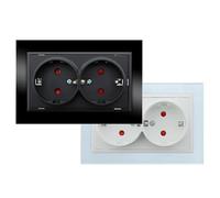 Interruptor táctil doble - blanco brillo y negro brillo, 220g, medidas 86x86x36 mm, diseño elegante para cualquier espacio eléctrico.*