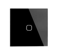 Interruptor Tactil Interruptor De Cristal Blanco Lujo Estándar, 2 Uds., Luz Pared Táctil, 1 Vía(1 Gang Square Black)