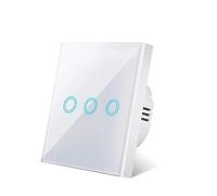 Interruptor Tactil Interruptor táctil CA 100-240 V Panel retroiluminado Luz de pared vidrio Interruptores sensoriales 1/2/3 Gang Interruttore(White 3 gang)