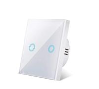 Interruptor Tactil Interruptor táctil de pared con panel vidrio, interruptor luz 1/2/3 entradas, CA 100-240 V, interruptores sensor(White bottom shell2)