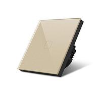 Interruptor Tactil Pared Inteligente 1/2/3 Gang 1 Way Light Touch Switch Sensor Empotrado de la lámpara pared Interruptor del interruptor cristal templado Estándar 220V-240V(1 Gang 1 Way Gold)