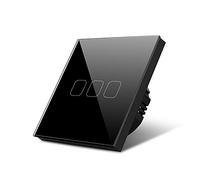 Interruptor Tactil Pared Inteligente Impermeable 1/2/3 Gang Light Touch Switch 220V Sensor estándar de la lámpara pared del interruptor vidrio templado módulo(3 Gang Black)