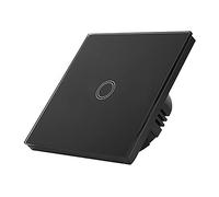 Interruptor Tactil Pared Inteligente Interruptor de la luz pared del interruptor táctil cristal 1/2/3 GANG AC 110-220(Touch Black 1 gang)