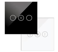 Interruptor Táctil Simple Regulador, Color Negro, 220V, ideal para controlar la iluminación y crear ambientes personalizados.