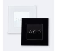 LEDKIA LIGHTING Interruptor Táctil Triple con Marco Cristal Modern Blanco