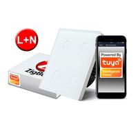 Interruptor táctil ZigBee TUYA de 4 circuitos blanco # L+N