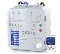 Interruptor temporizado ELEKTROBOCK CS3-16 | relé temporizado 230 V 16 A | Adecuado para LED | Larga Vida útil | Relé Multifuncional con 8 Funciones | Control de Ventiladores y circuladores
