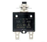 Interruptor térmico de reinicio de botón de 20 amperios, 50 V CC, 250 V CA, para protección contra sobrecarga en cerraduras electrónicas e ingeniería de iluminación (10 A)