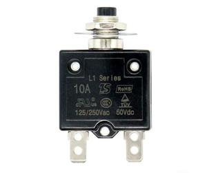Interruptor térmico de reinicio de botón de 20 amperios, 50 V CC, 250 V CA, para protección contra sobrecarga en cerraduras electrónicas e ingeniería de iluminación (10 A)