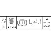 HELLA 6ZT 007 802-011 Interruptor de temperatura, ventilador del radiador - 12V - 3polos - Conector plano - atornillado - Contacto de cierre