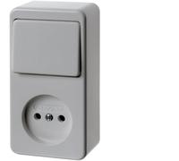 Interruptor/toma de corriente combinado Hager Berker sin superficie de contacto de puesta a tierra - 61673649