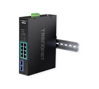 Interruptor - TRENDnet - TI-PGM102 - 8 x 10/100/1000 (PoE+) - 2 x Gigabit SFP - Montaje en riel DIN y mural