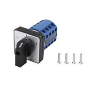 Interruptor trifásico 660 V 20 A, 3 posiciones 4 polos, 16 terminales, interruptor de leva para control de motor e instalaciones industriales, tamaño de montaje 48 x 48 mm, modelo HYW26-20/4P