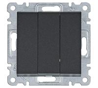 Interruptor triple, lumina, negro