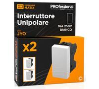 Interruptor unipolar de corriente 16 A 250 V empotrable de pared color blanco frutas compatibles con Bticino Matix Serie Civil 501B - Paquete de 2