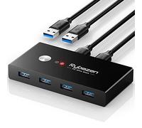 Interruptor USB 3.0, interruptor USB 2 ordenadores comparten 4 puertos USB para teclado y ratón, impresora escáner, selector de interruptor KVM USB con 2 cables USB 3.0, compatible con Windows