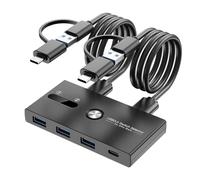 Interruptor USB C, conmutador USB 2 computadoras que comparten dispositivos USB C y A, conmutador USB de 4 puertos para compartir teclado y mouse, interruptor USB de impresora/escáner Hub con 2 cables