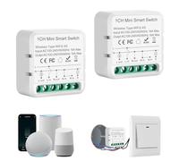 Interruptor wifi Alexa, Interruptor inteligente wifi, 2.4G Modulo Rele WiFi, Smart Switch para Alexa, Tuya App, Smart Life App, Max 16A, Conductor Neutro Necesario