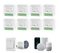 Interruptor WiFi Smart Life, 16A Relé Interruptor Inteligente Wi-Fi & Bluetooth, 2.4g Smart Light Switch Compatible con Asistente de Voz y Tuya, Smart Switch Alexa, Requiere Cable Neutro (8 piezas)