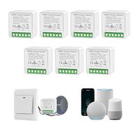 Interruptor WiFi Smart Life, 16A Relé Interruptor Inteligente Wi-Fi & Bluetooth, 2.4g Smart Light Switch Compatible con Asistente de Voz y Tuya, Smart Switch Alexa, Requiere Cable Neutro (7 piezas)
