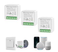 Interruptor WiFi Smart Life, 16A Relé Interruptor Inteligente Wi-Fi & Bluetooth, 2.4g Smart Light Switch Compatible con Asistente de Voz y Tuya, Smart Switch Alexa, Requiere Cable Neutro (3 piezas)
